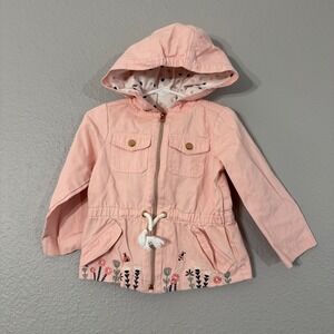 Gillian's Closet Girl's Size 24M Pink Embroidered Floral Hooded Cotton Jacket